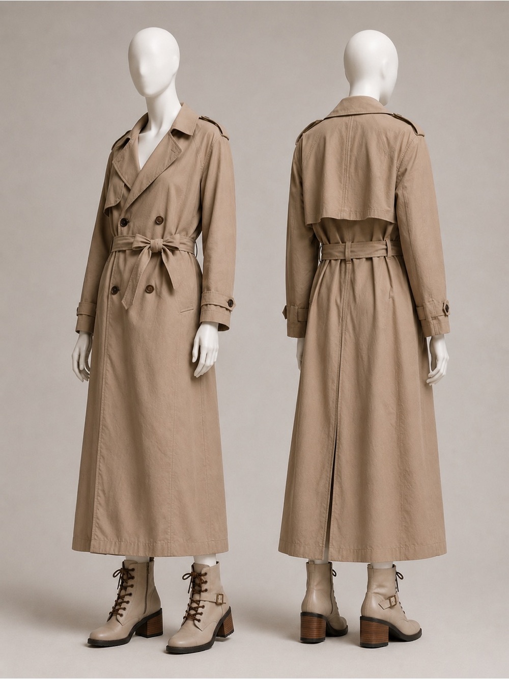 a new day Long Trench Coat Tan - Picture 1 of 3